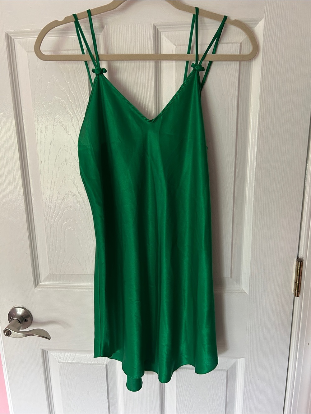 Jennifer Moore green slip dress